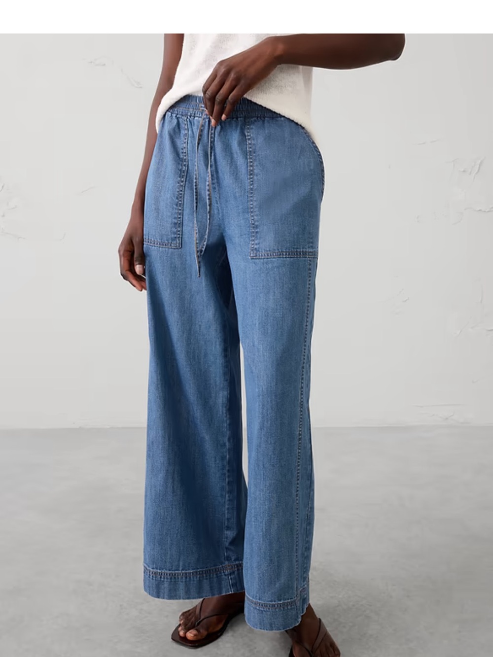 Banana Republic Wide Leg Drawstring Denim Jeans